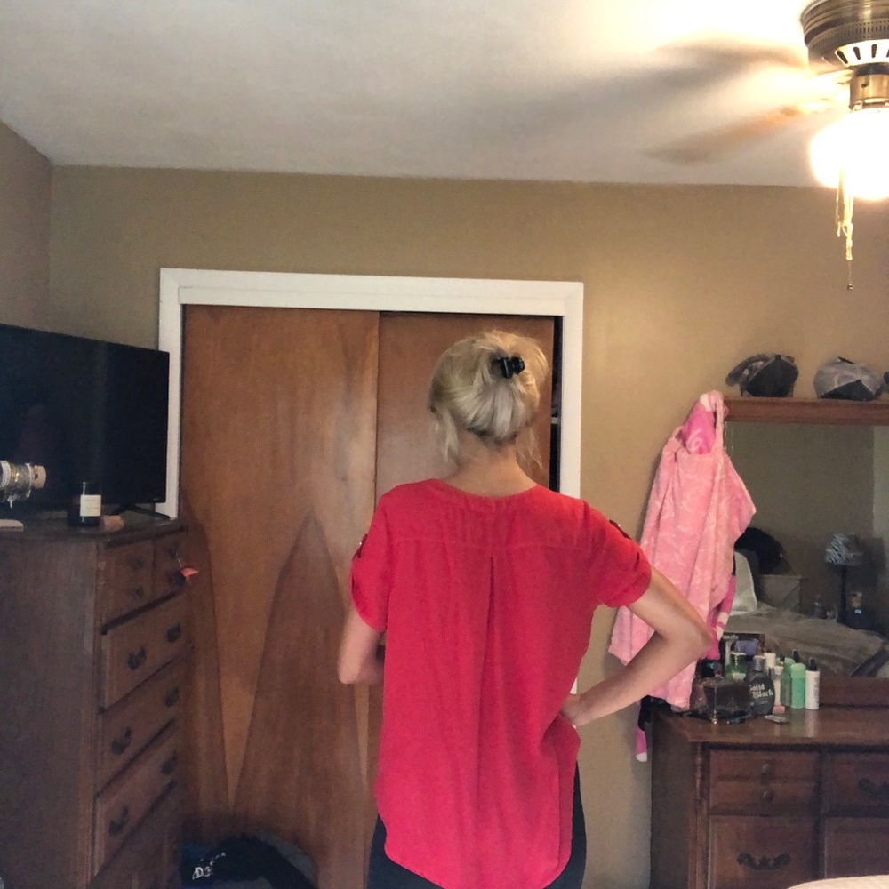 Red tunic style blouse